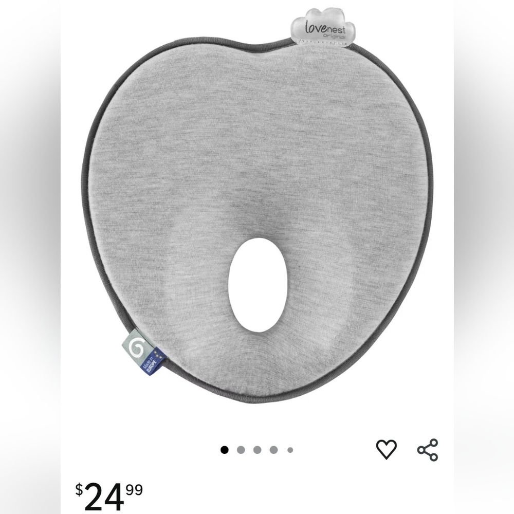 Gray Baby Head Support Pillow